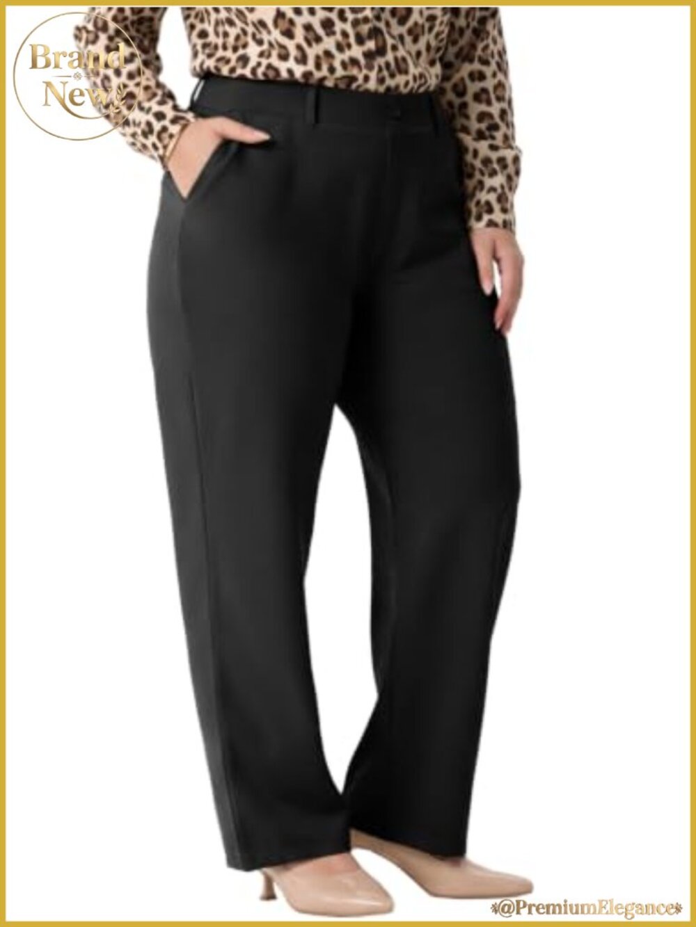 Plus Size Pull-On Dress Pants Stretchy Work Slacks